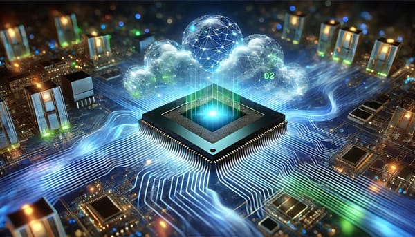 Futuristic visualization of Google's Willow chip showcasing quantum circuits and advanced computing power.